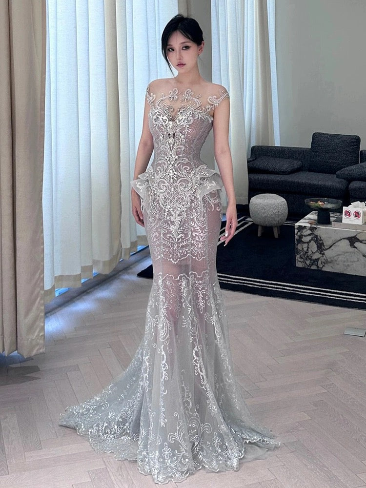 Sexy Wedding Dress Mermaid Sequin Long White Wedding Dresses Bridal Gowns WD042