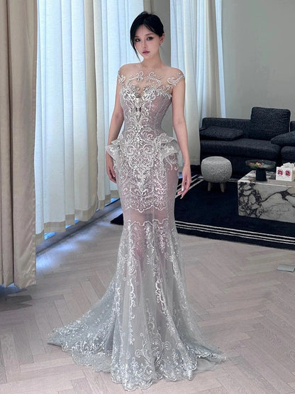 Sexy Wedding Dress Mermaid Sequin Long White Wedding Dresses Bridal Gowns WD042