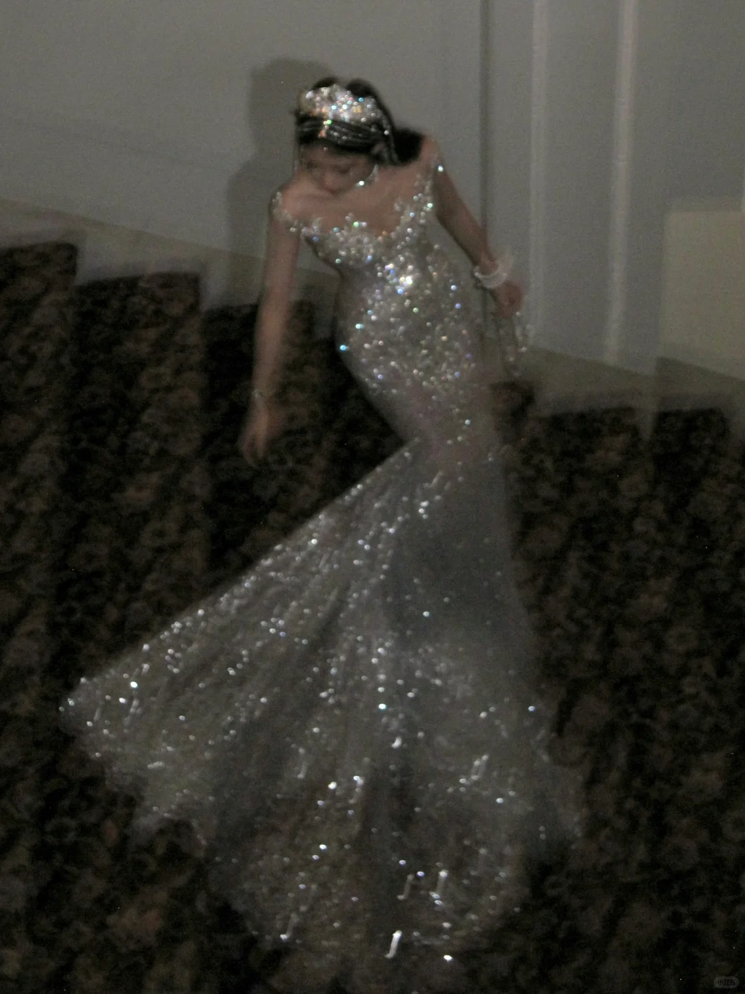 Retro Wedding Dress Mermaid Scoop Sequin Pearls Long Silver Wedding Dresses Bride Dress Bridal Gowns WD057