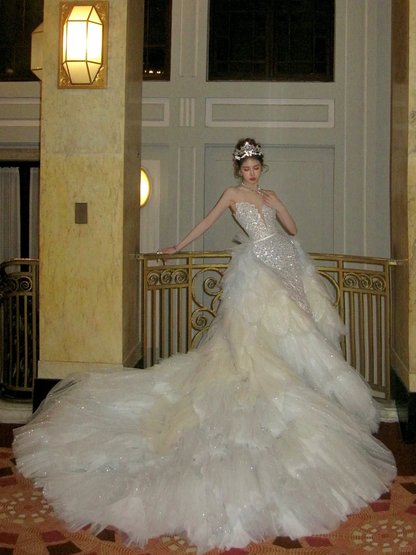 Pretty Wedding Dress Sheath Sweetheart Sequin White Long Luxury Wedding Dresses Bridal Gowns Brides Gown WD078