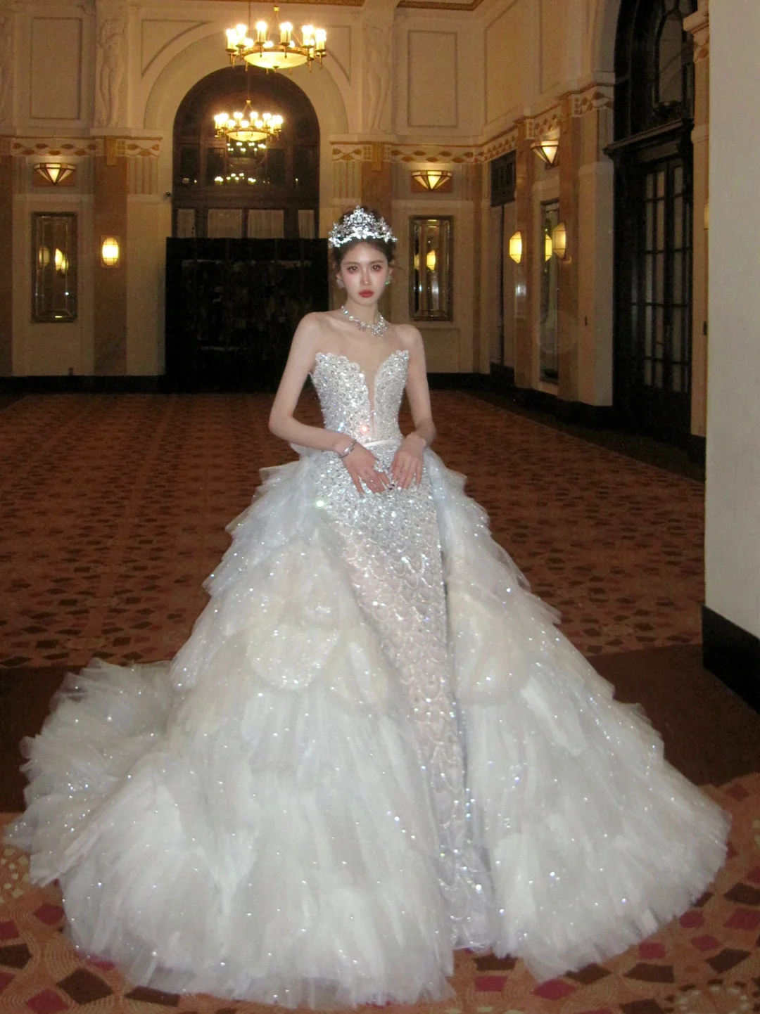 Pretty Wedding Dress Sheath Sweetheart Sequin White Long Luxury Wedding Dresses Bridal Gowns Brides Gown WD078