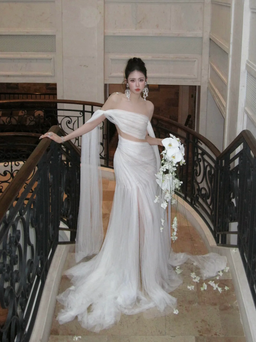 Simple Wedding Dress Sheath Off The Shoulder Summer Long Tulle White Wedding Dresses Bride Dress Bridal Gowns WD081
