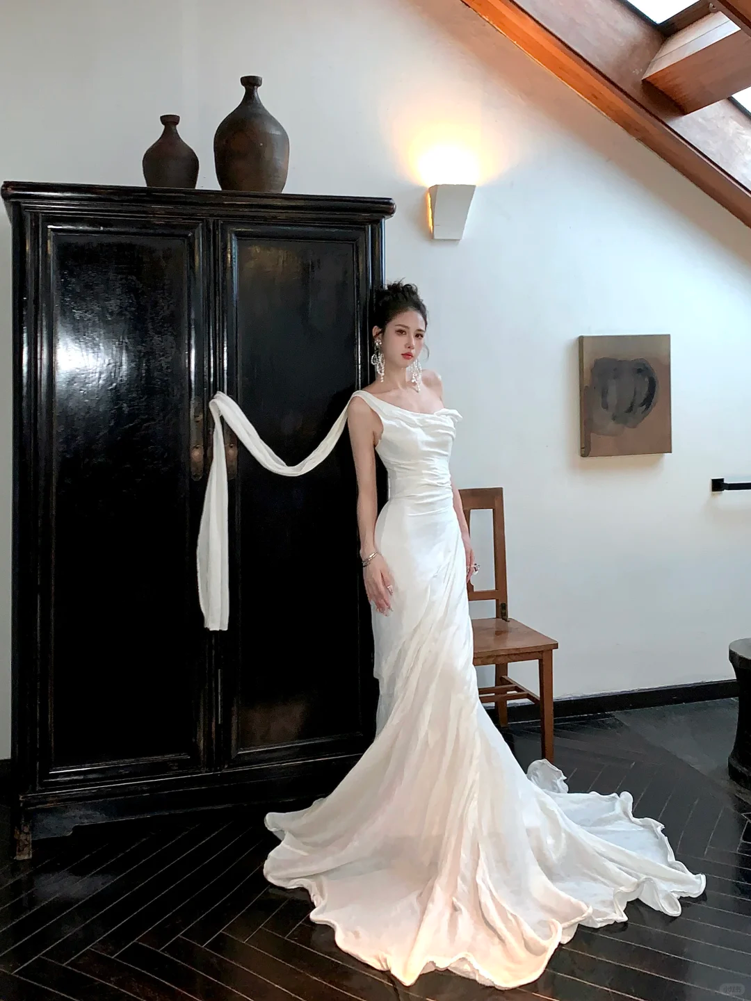 Simple Wedding Dress Mermaid Off The Shoulder Summer Long Satin White Wedding Dresses Bride Dress Bridal Gowns WD082