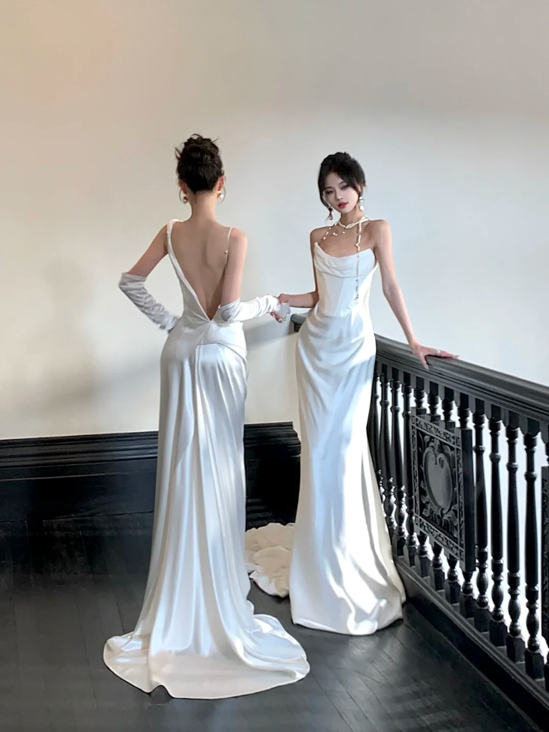 Simple Wedding Dress Mermaid Strapless Summer Long Satin White Wedding Dresses Bride Dress Bridal Gowns WD084