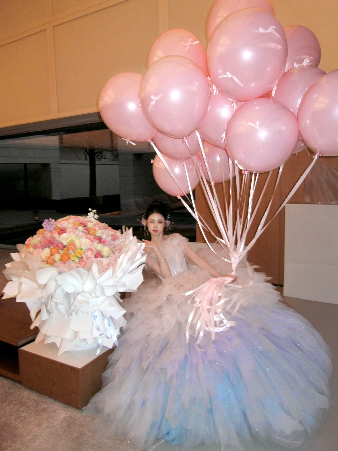 Classy Ball Gown Strapless Pink Layers Tulle Long Prom Dresses Party Dress Birthday Outfits Graduation Dresses WD093