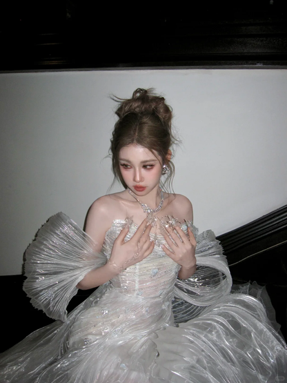 Pretty Wedding Dress Mermaid Sweetheart White Long Luxury Wedding Dresses Bridal Gowns Brides Gown WD096