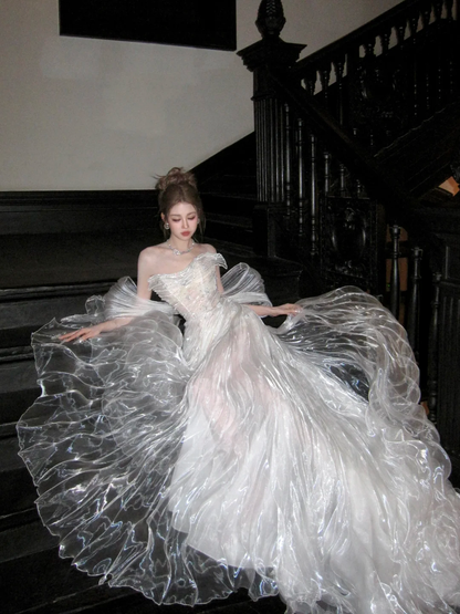 Pretty Wedding Dress Mermaid Sweetheart White Long Luxury Wedding Dresses Bridal Gowns Brides Gown WD096