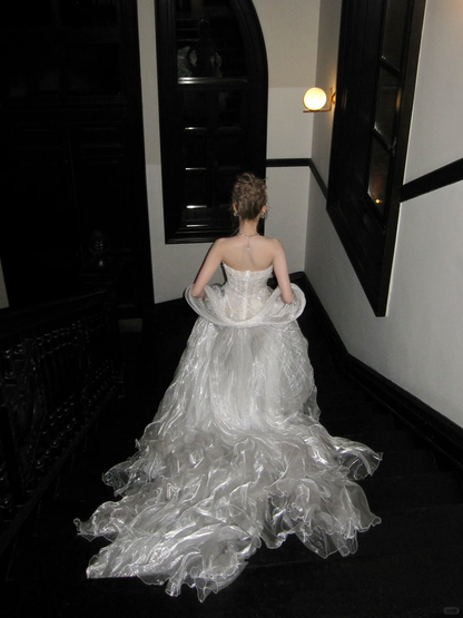 Pretty Wedding Dress Mermaid Sweetheart White Long Luxury Wedding Dresses Bridal Gowns Brides Gown WD096