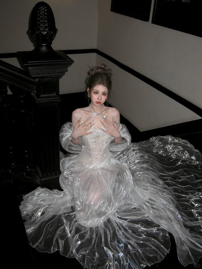 Pretty Wedding Dress Mermaid Sweetheart White Long Luxury Wedding Dresses Bridal Gowns Brides Gown WD096