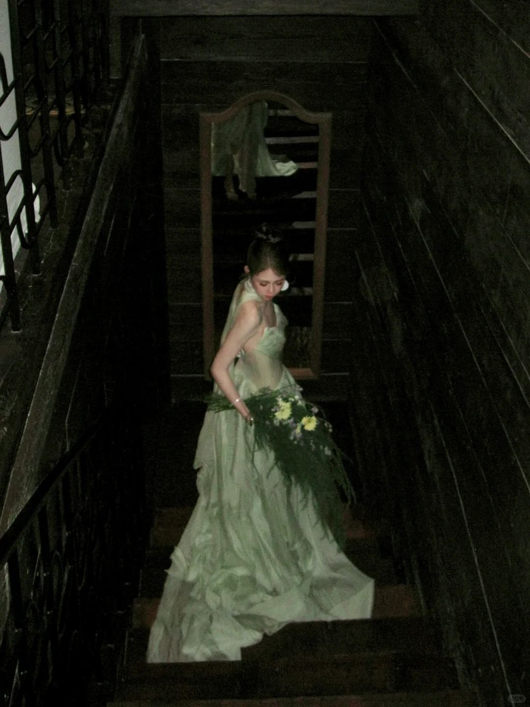 Classy A line Strapless Sage Green Satin Layers Long Prom Dresses Party Dress Birthday Outfits Graduation Dresses WD096