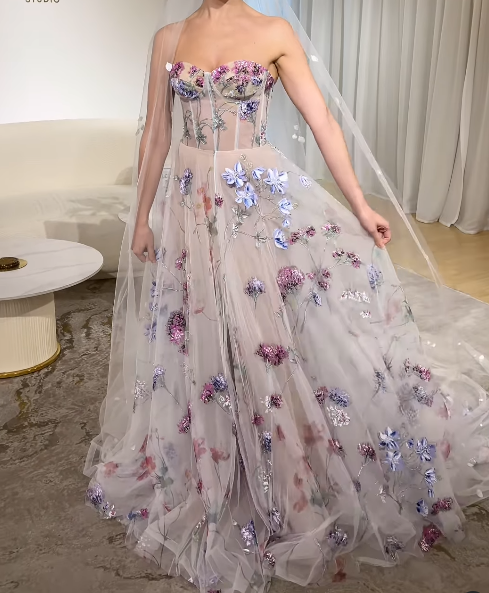 Stylish lace long A line prom dress evening dress KS4705