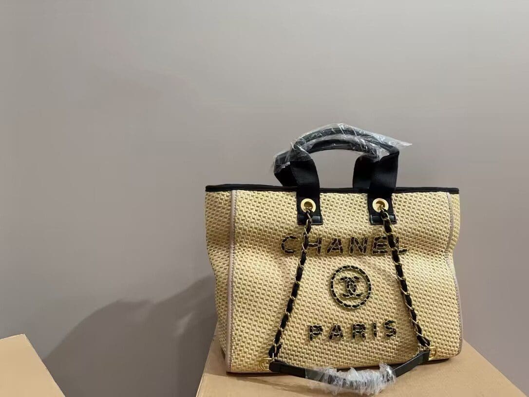 Chanel Deauville Tote Straw with Chain Detail Medium