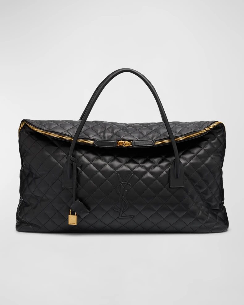 Saint Laurent ES Giant Travel Bag Smooth Quilted Leather With Gold Hardware