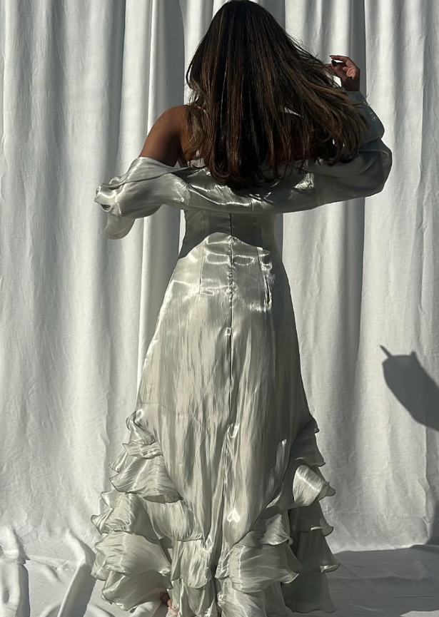 Elegant Straps Pleated Ruffles Long Prom Dress Evening Gown SH1244