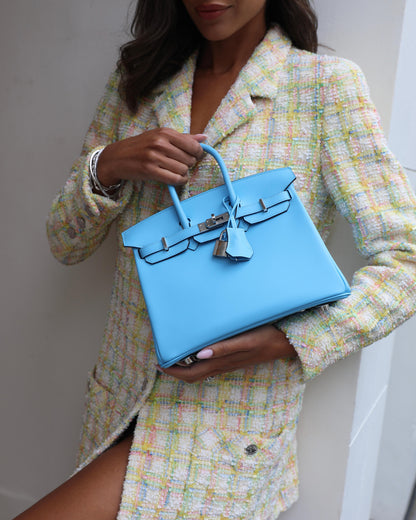 *SUPER RARE* Hermès Birkin 25cm Bag in Bleu Celeste Swift Leather with Palladium Hardware