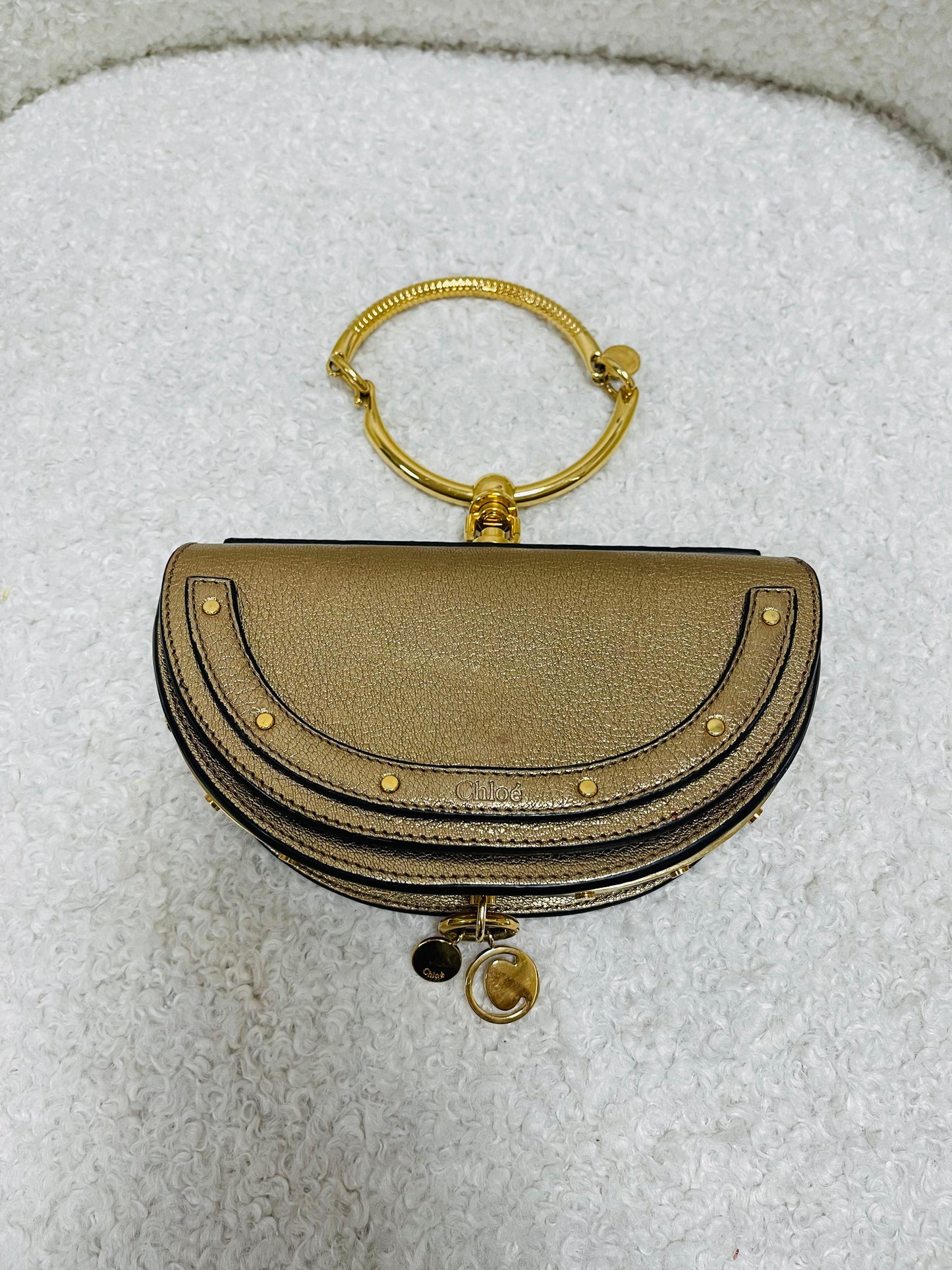 Chloe gold leather nile bracelet minaudiere crossbody bag