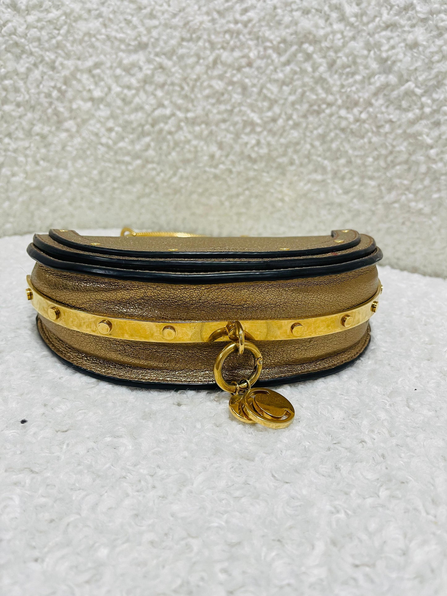 Chloe gold leather nile bracelet minaudiere crossbody bag