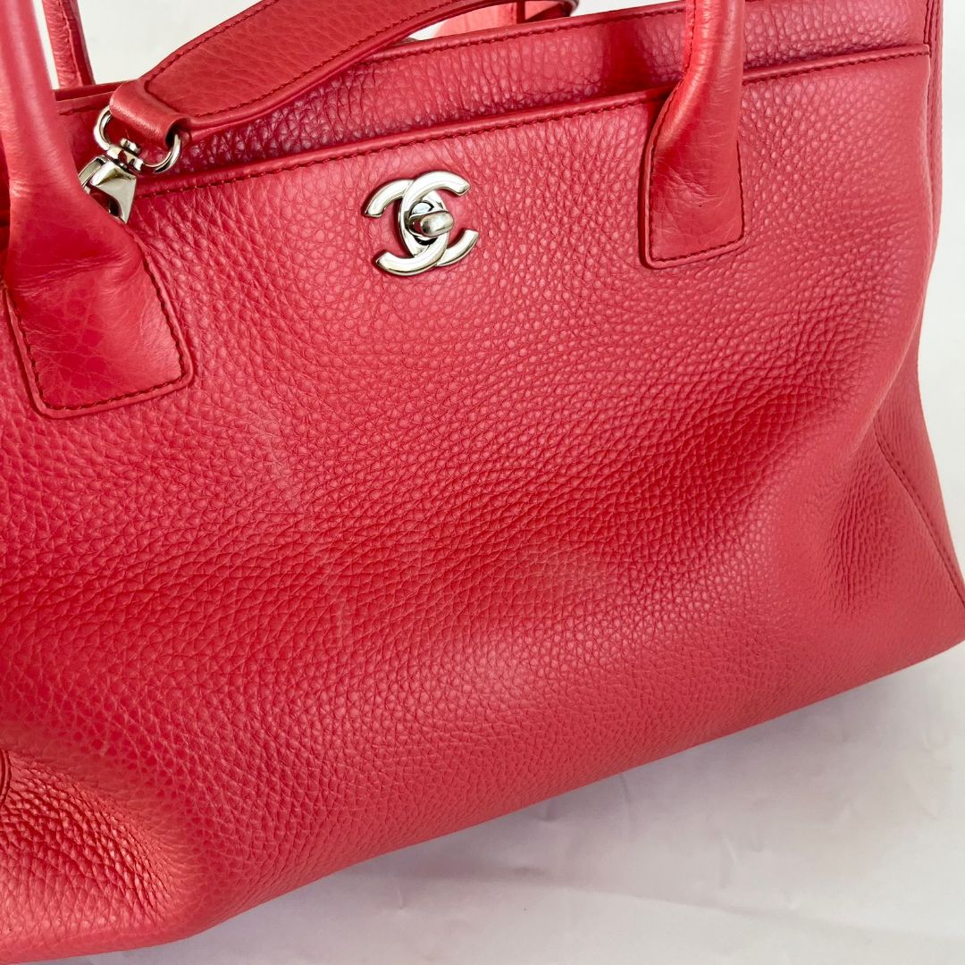 Chanel Pinkish-red Leather Executive Small Bag