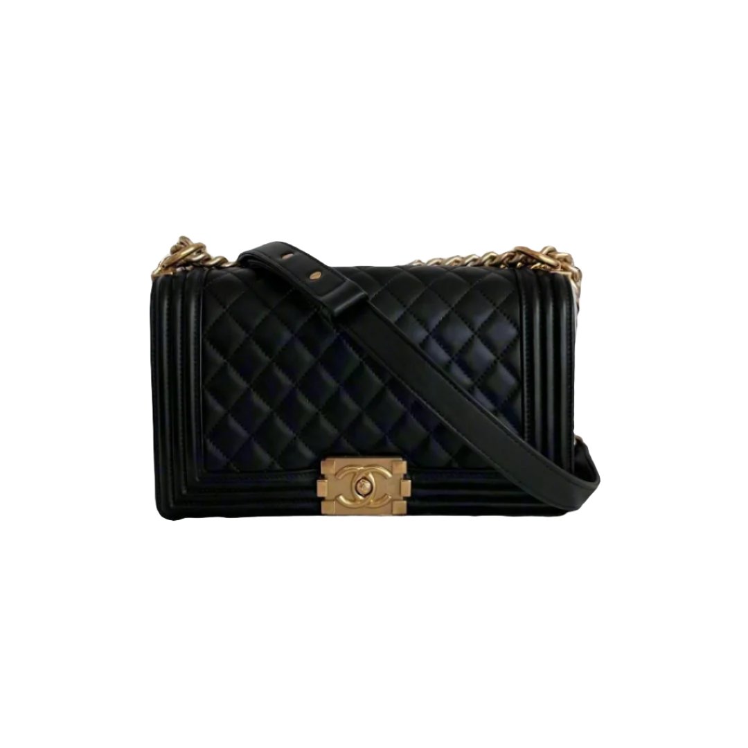 Chanel Black Quilted Leather Medium Le Boy Flap Bag