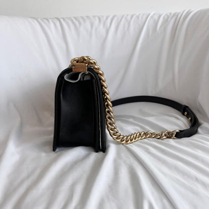 Chanel Black Quilted Leather Medium Le Boy Flap Bag