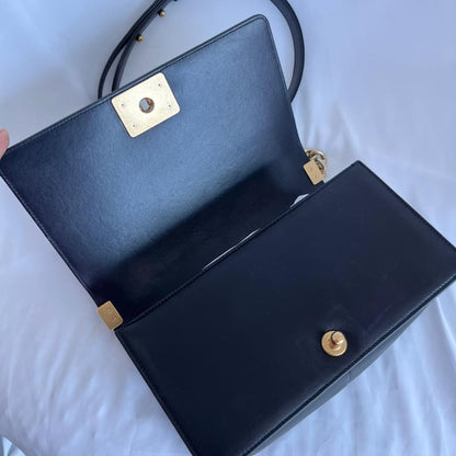 Chanel Black Quilted Leather Medium Le Boy Flap Bag