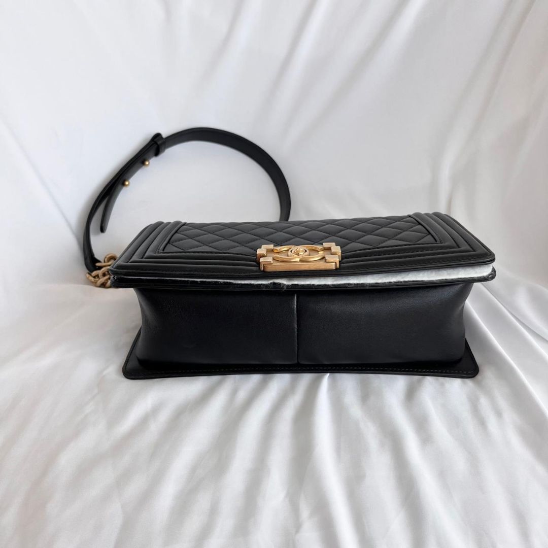 Chanel Black Quilted Leather Medium Le Boy Flap Bag