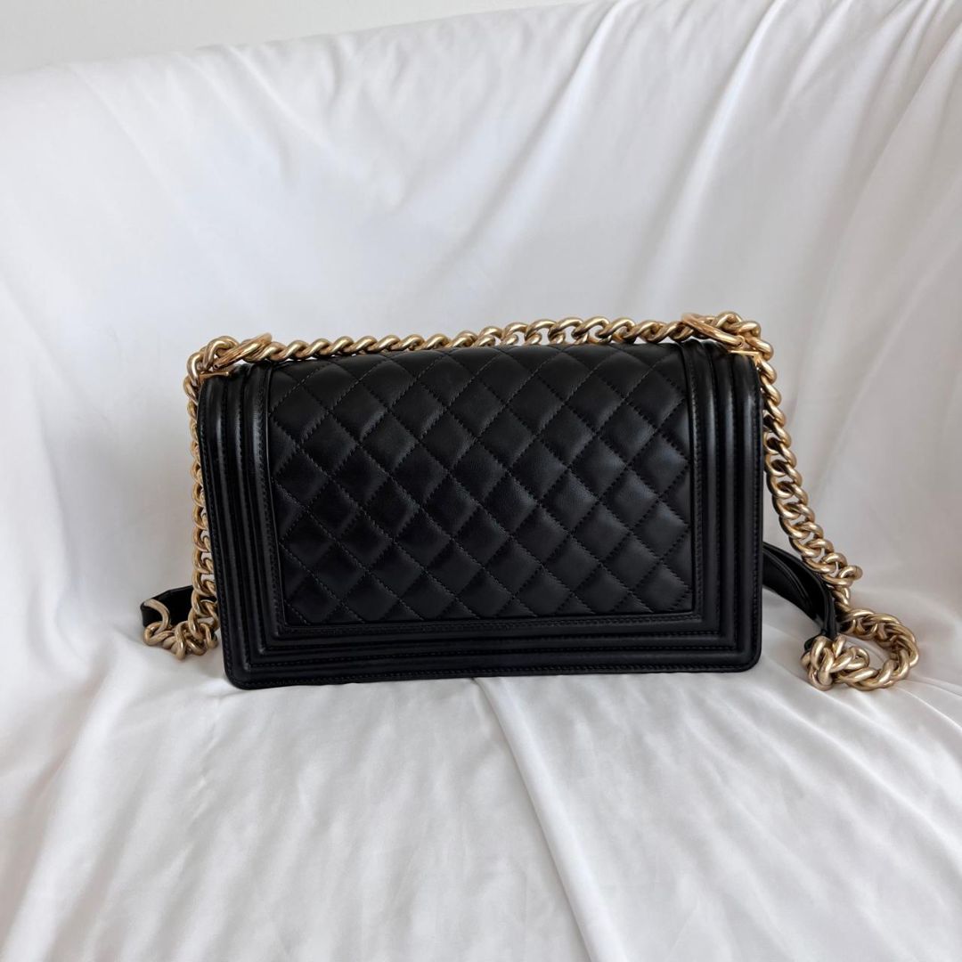 Chanel Black Quilted Leather Medium Le Boy Flap Bag