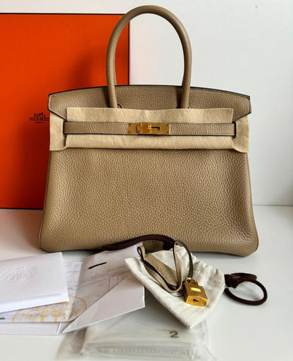 Hermès Birkin 30 Trench Clemence Leather with Gold Hardware