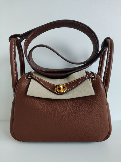 Hermès Gold Leather Lindy Mini Shoulder Bag