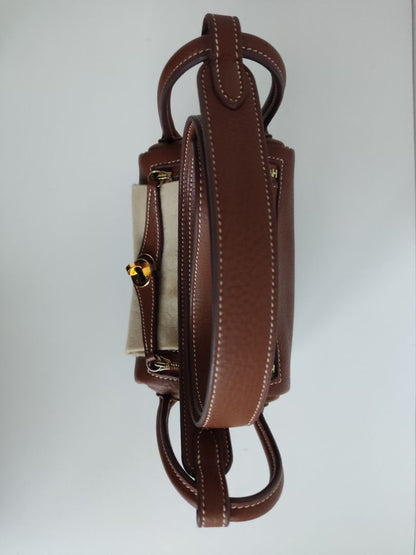 Hermès Gold Leather Lindy Mini Shoulder Bag