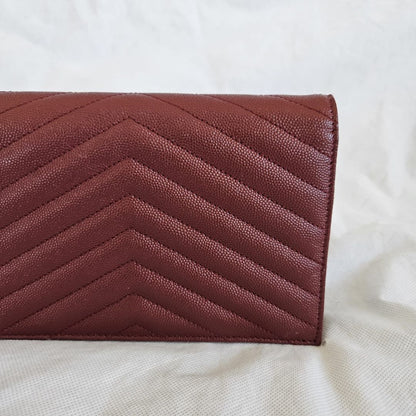 Saint Laurent Burgundy Leather Cassandra Mini Crossbody Bag