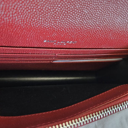 Saint Laurent Burgundy Leather Cassandra Mini Crossbody Bag