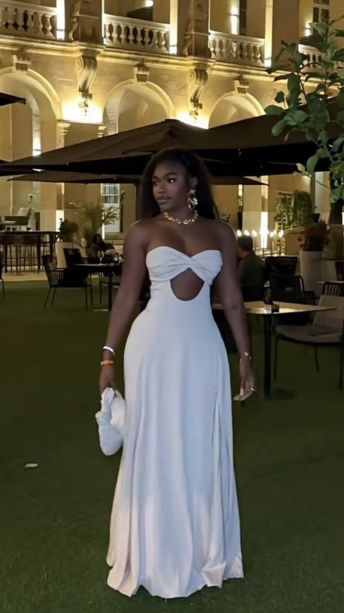 White Sweetheart Prom Dress,Sleeveless Night Dresses Party