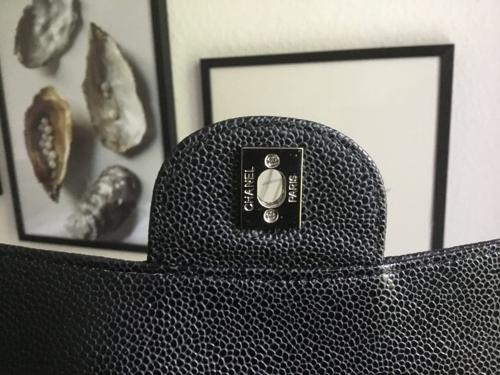 CHANEL LARGE CLASSIC HANDBAG Grained Calfskin & Silver Metal