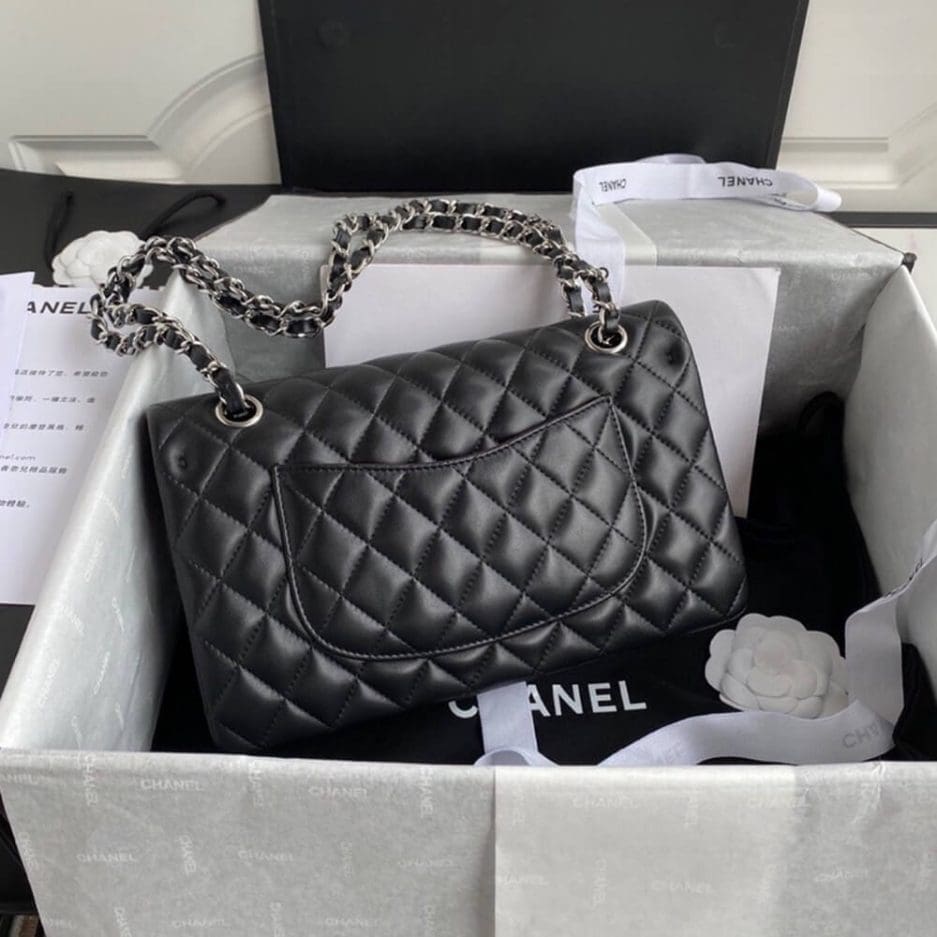 CHANEL CLASSIC HANDBAG Lambskin & Silver Metal