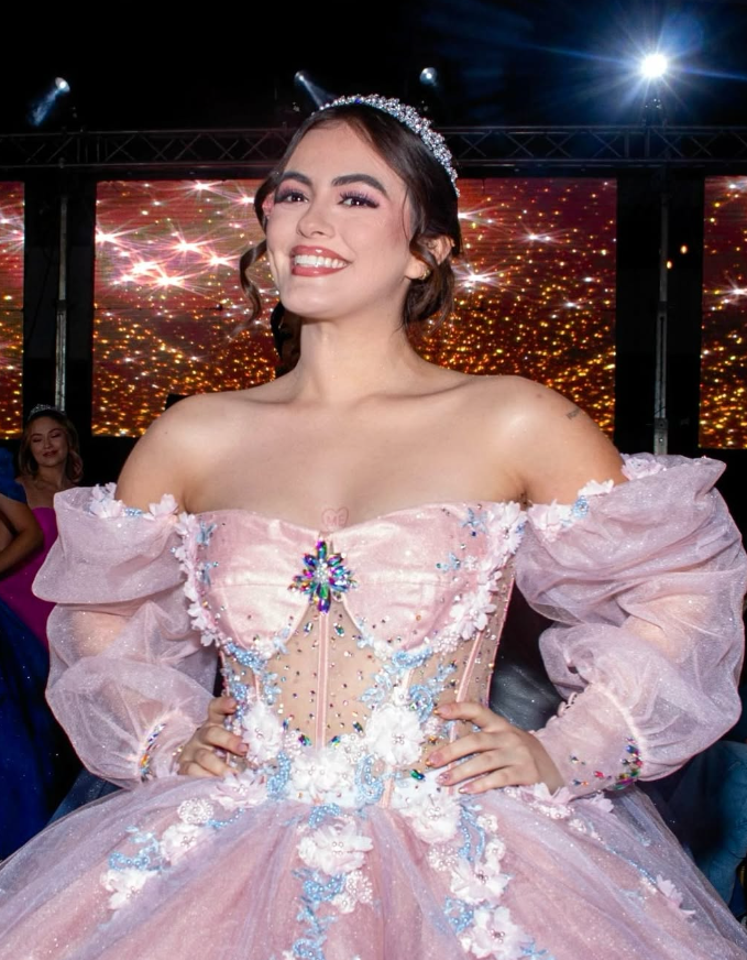 Romantic Poofy Pink Floral Wedding Dresses Off the Shoulder Ball Gown Quinceanera Dress SH2510