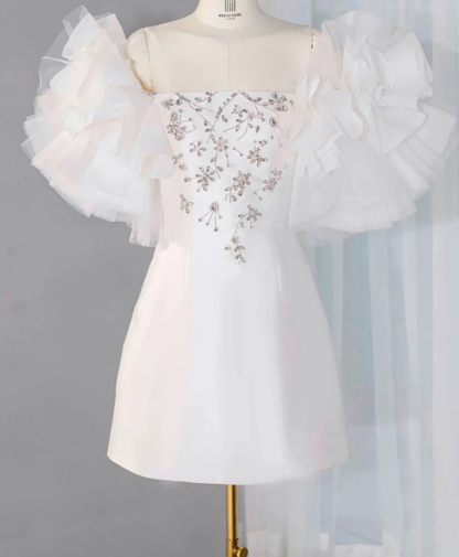 Classy Strapless White A Line Homecoming Dress Mini Party Dress S303