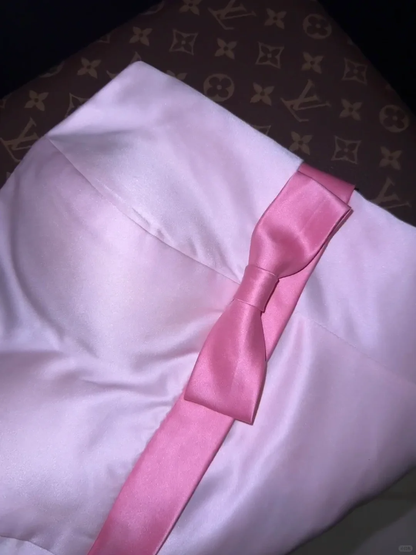 Cute A Line Sweetheart Neck Bow Light Pink Satin Long Prom Dress Party Dress SH3047