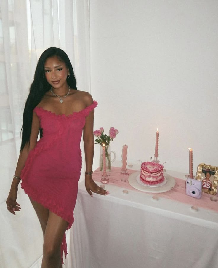 Elegant Pink Sheath Ruffles Short Birthday Party Dress 7th Grade Homecoming Dress S707