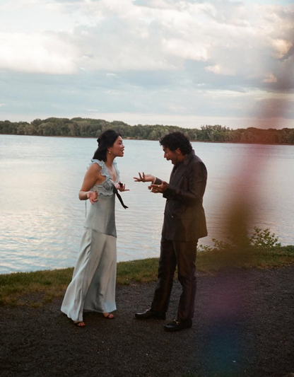 Cute A Line Spaghetti Straps Flower Bow Blue Satin Long Prom Dress Graduation Prom SH2652