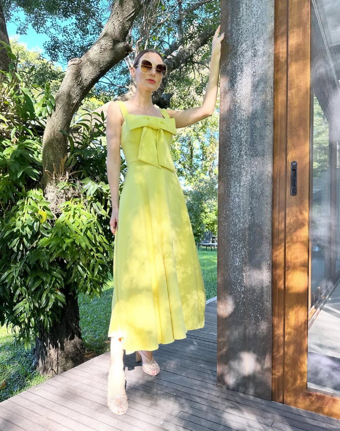 Yellow A Line Straps Satin Prom Dress Evening Dress with Bow SH2069