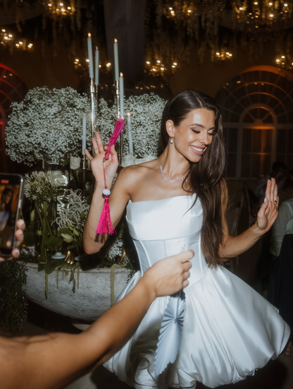 Simple A Line Strapless Corset White Satin Short Homecoming Dress Birthday Dress SH2164