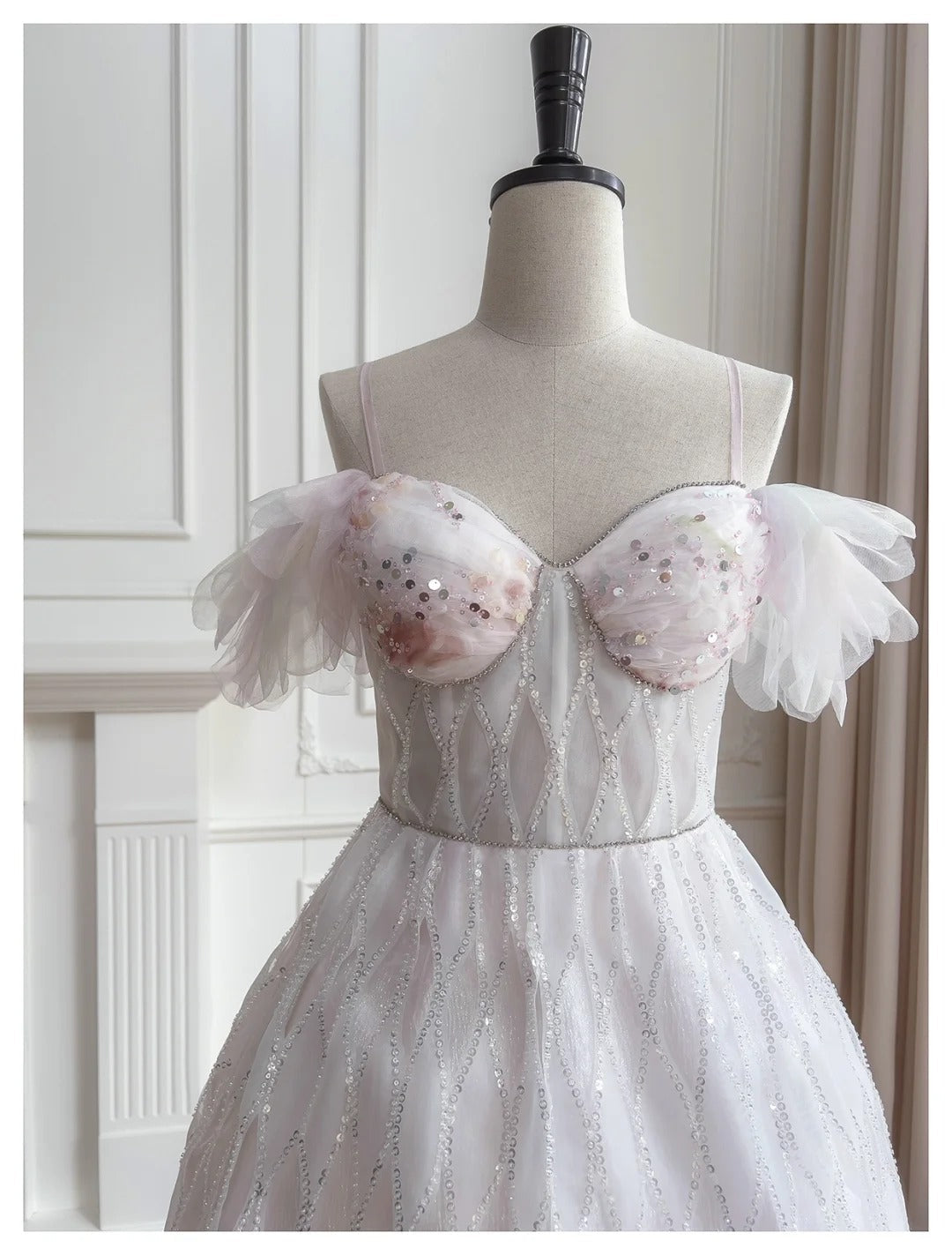 preppydressess-Pink Sweet Sequin Short Tulle Homecoming Dress Birthday Party Dress gh5042
