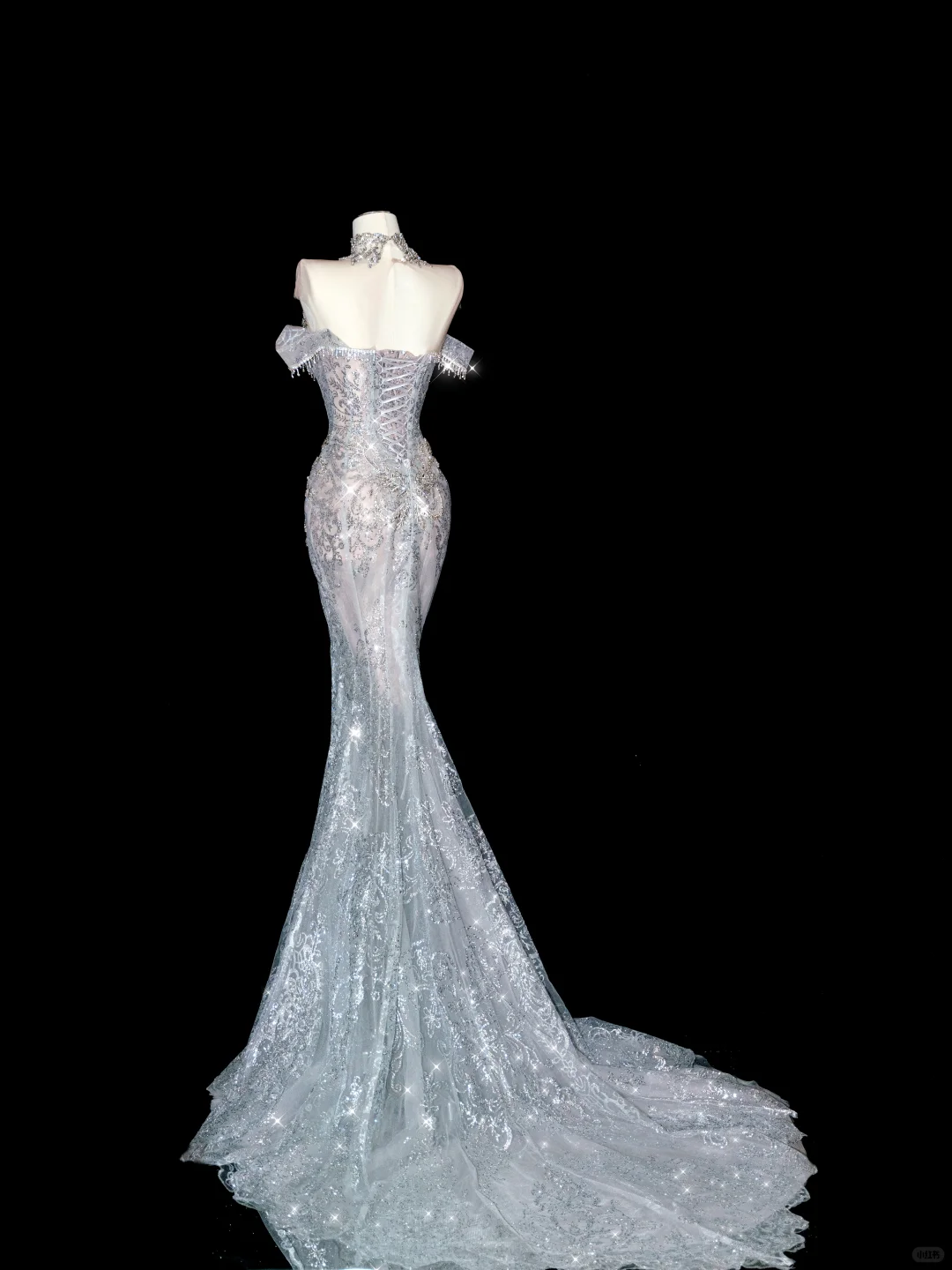 White Elegant Mermaid Off the Shoulder Beaded Lace Long Prom Dress Party Dress SH3494