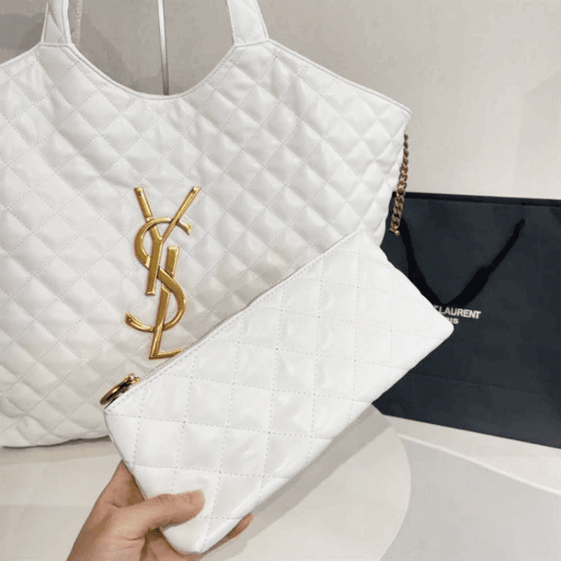 Saint Laurent ICARE maxi shopping bag in quilted nubuck suede