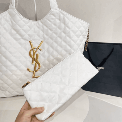 Saint Laurent ICARE maxi shopping bag in quilted nubuck suede