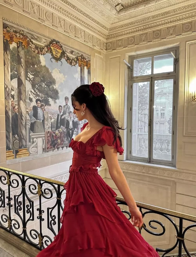 Burgundy A Line Straps Ruffle Chiffon Satin Prom Dress Evening Dress SH2258