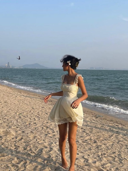 Cute A Line Straps Lace Satin Short Homecoming Dress Birthday Dress SH1976