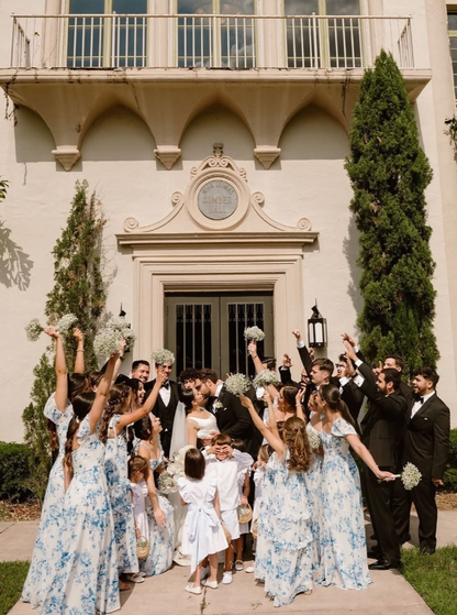 Cute A Line Puff Sleeve Print Floral Chiffon Long Bridesmaid Dress Graduation Prom Dress SH2592