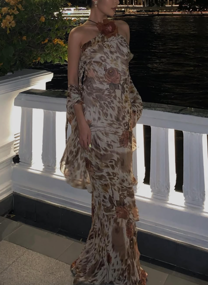 Vintage Sheath Halter Chiffon Prom Dress Evening Dress SH2026